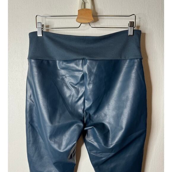 Assets by SPANX Women's Plus 1X All Over Blue Faux Leather Leggings #20258R - Picture 6 of 9